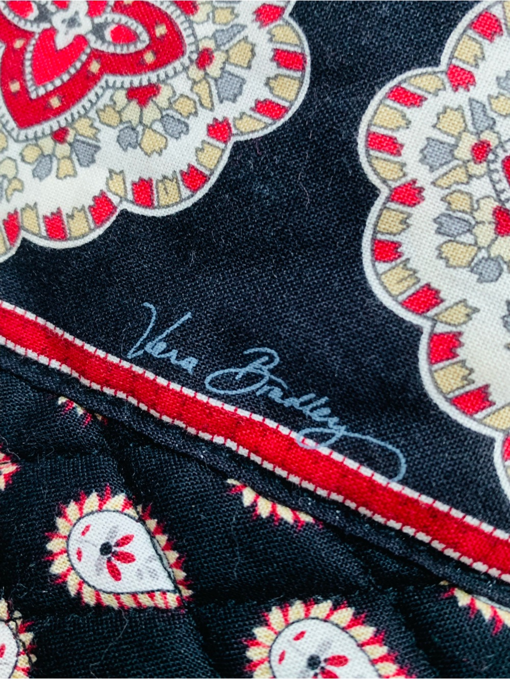 Vera Bradley Classic Black Retired Paisley Large Cosmetic Bag Lined Inside EUC
